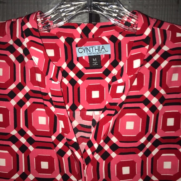 Cynthia Rowley button down top, geometric print - Picture 2 of 8